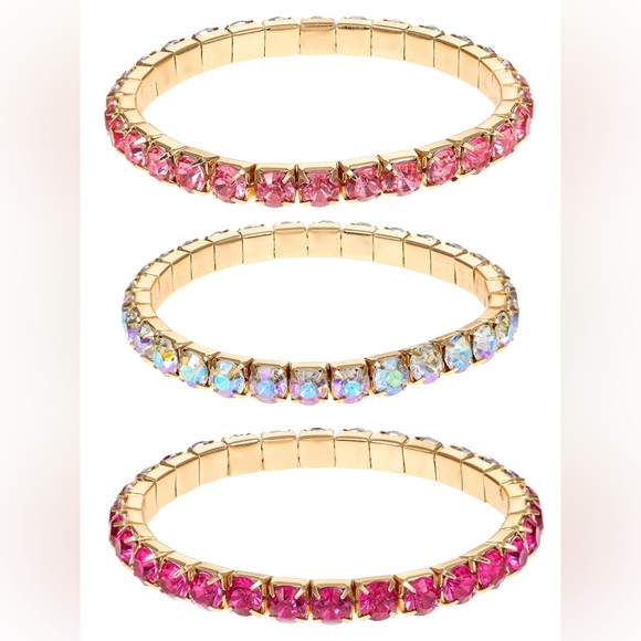 3pc Stretchy Rhinestone Bracelets 💖 - Picture 2 of 4